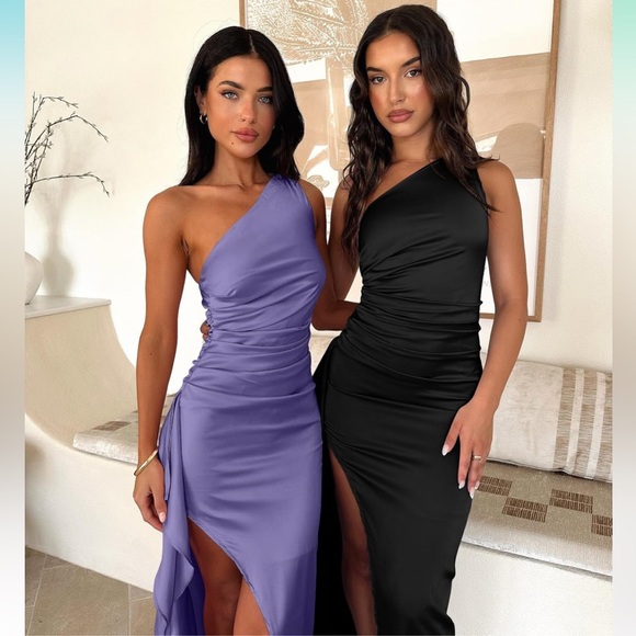 New Memoriesea Sexy One Shoulder High Split Cocktail Wedding Party Maxi Dress - Picture 6 of 8